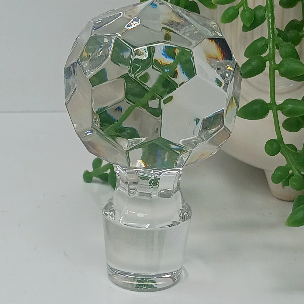 Faceted Crystal Glass Bottle Stopper - Clear